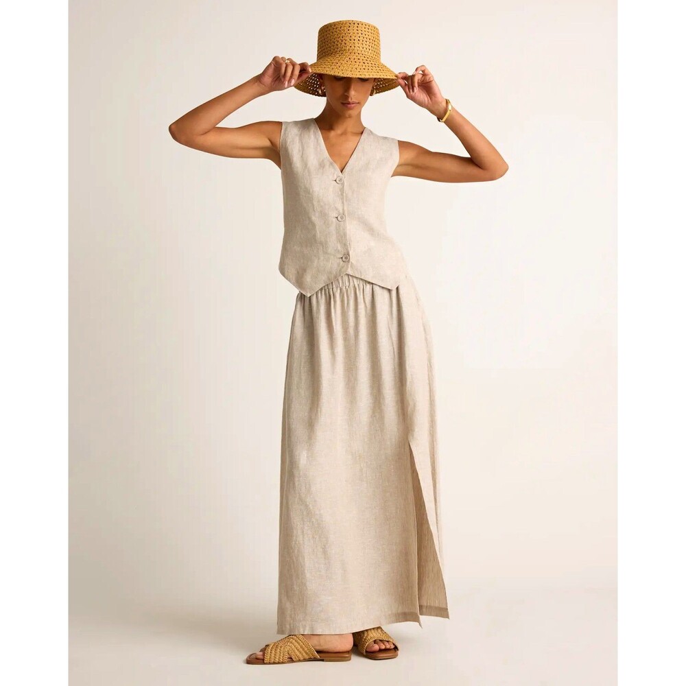 Quince 100% European Linen Maxi Skirt sz L